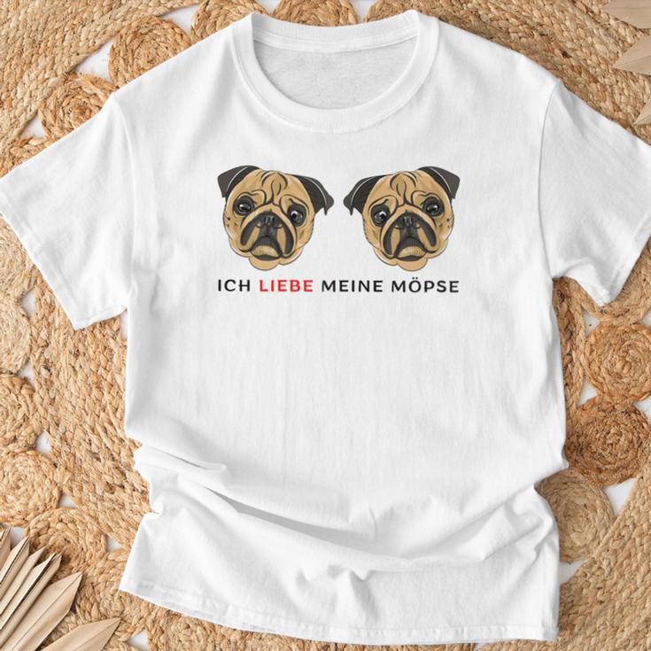 Women's Ich Liebe Meine Pugs T-Shirt Geschenke für alte Männer