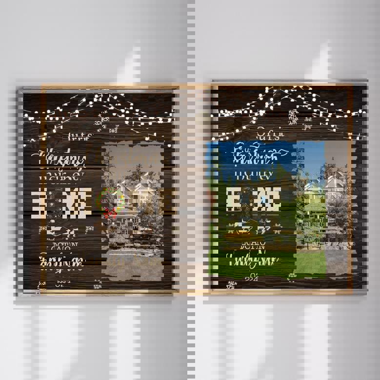 Our 1st Christmas at New Home - Custom Photo Canvas Wall Art