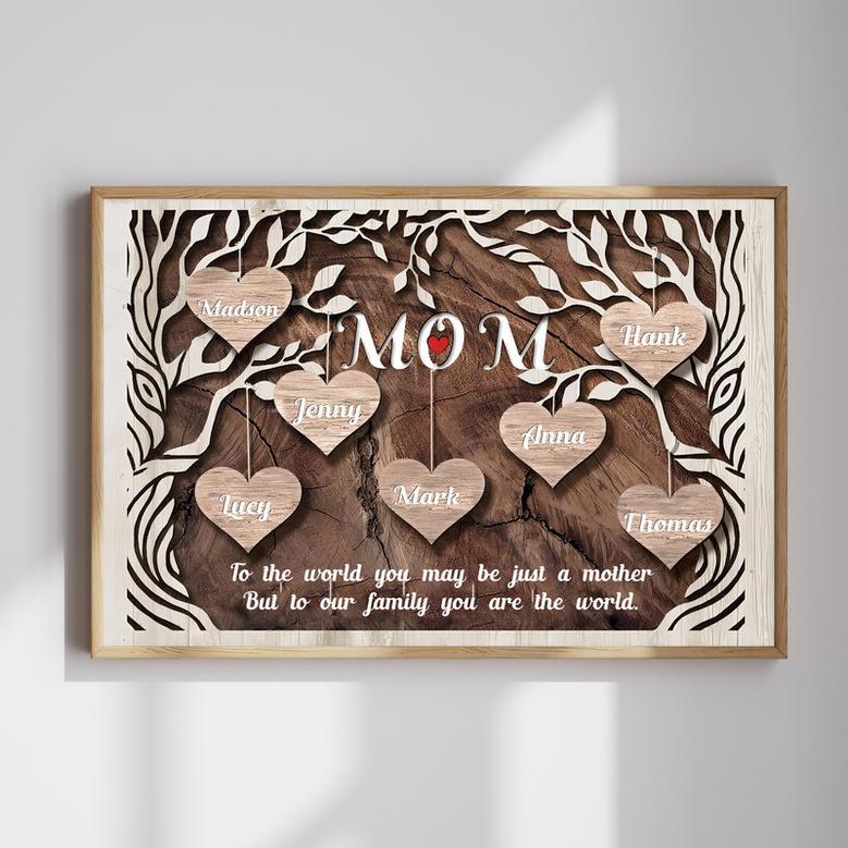 Custom Canvas Prints Wrapped Wood with Childs Names for Mother, Personalized Wall Art Family Sign | Familywalldecor