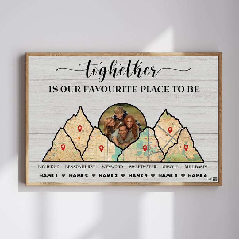 Custom Family Map Art Print on Canvas - Together Is Our Favorite Place