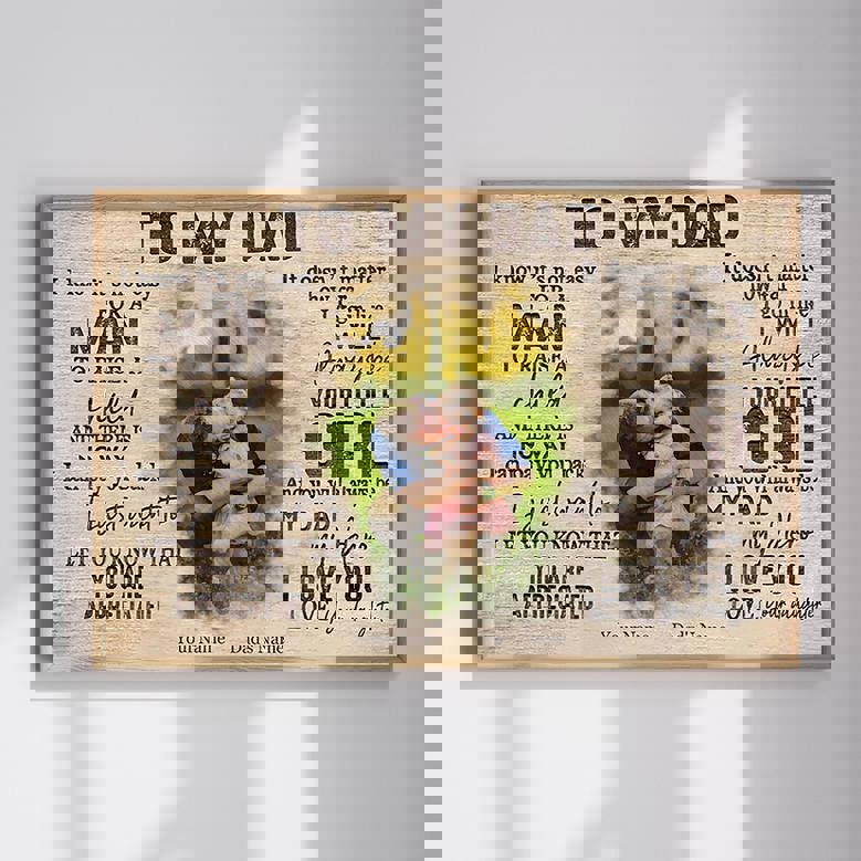 To My Dad custom canvas wall art from daughter, heartfelt message for dad, sentimental gift for Father's Day or birthday To My Dad custom canvas wall art from daughter, heartfelt message for dad, sentimental gift for Father's Day or birthday