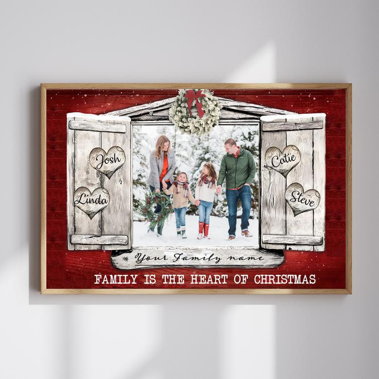 Family is the Heart of Christmas – Personalized Canvas with Custom Name and Photo | Familywalldecor CA