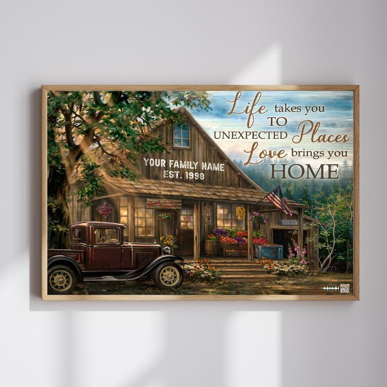 Life Take You to Unexpected Place Custom Canvas with Family Name | Familywalldecor