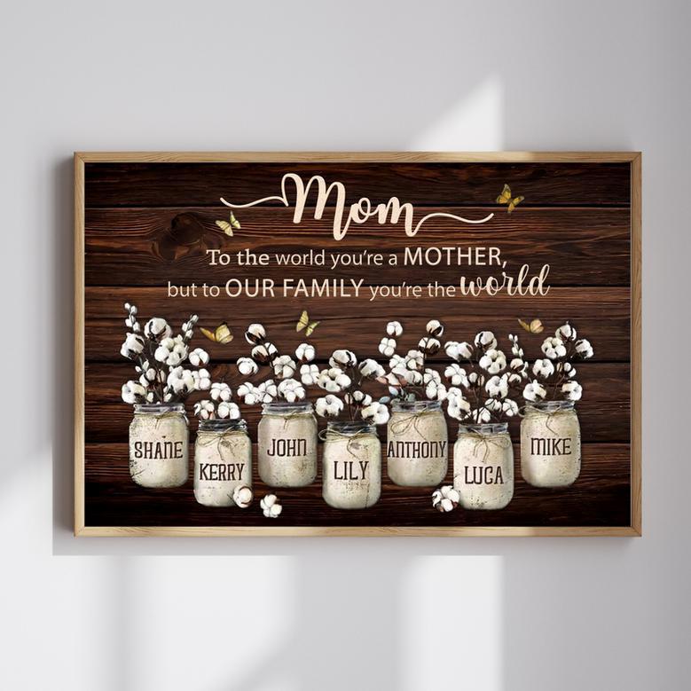 Mom Custom Photo Canvas - Flower Jars Wall Art, Unique Gift for Her | Familywalldecor UK