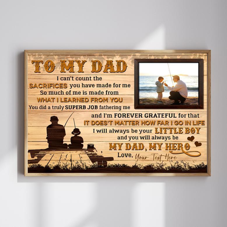 Personalized Fishing Memories Canvas – Custom Birth Day Gift from Son to Dad