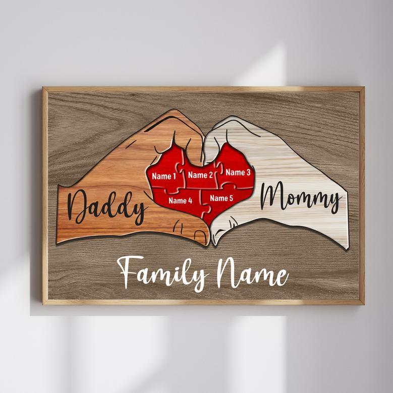 Personalized Wooden Puzzle Canvas Wall Art Gift Ideas For Mom And Dad | Familywalldecor AU