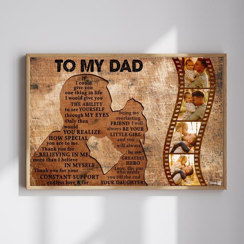 To My Dad Canvas - Gift For Dad from Daughter Custom Photo Canvas