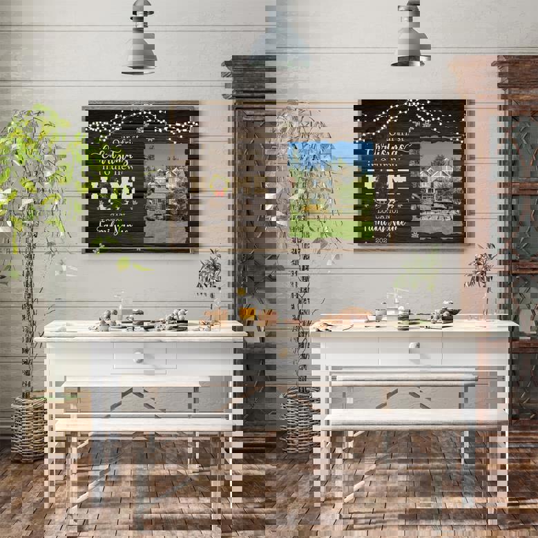 Our 1st Christmas at New Home - Custom Photo Canvas Wall Art