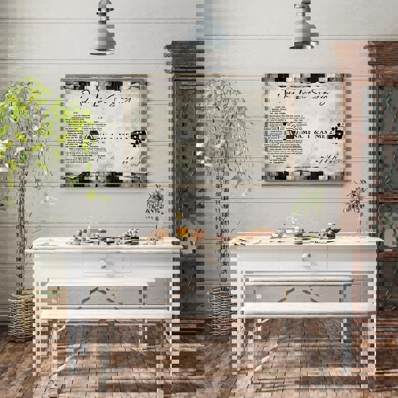 Personalized guitar-shaped canvas with custom lyrics, clean white background, portrait; modern anniversary gift for musicians