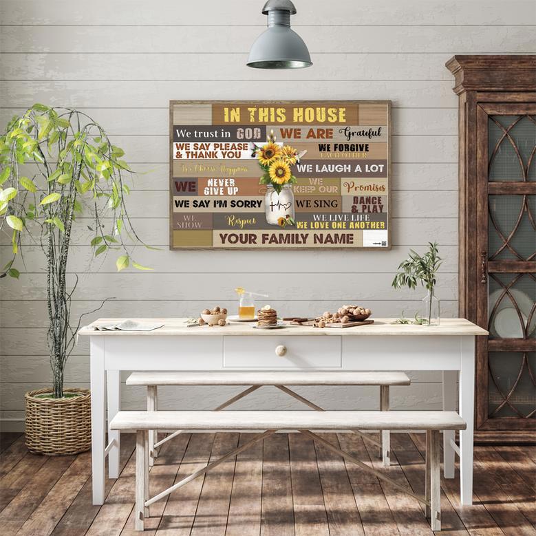 Family Rule Custom Family Name Canvas - In This House We Trust In God