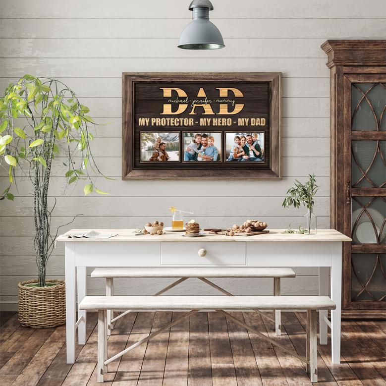 Personalized Canvas My Protector My Hero My Dad, Birthday Gift For Dad