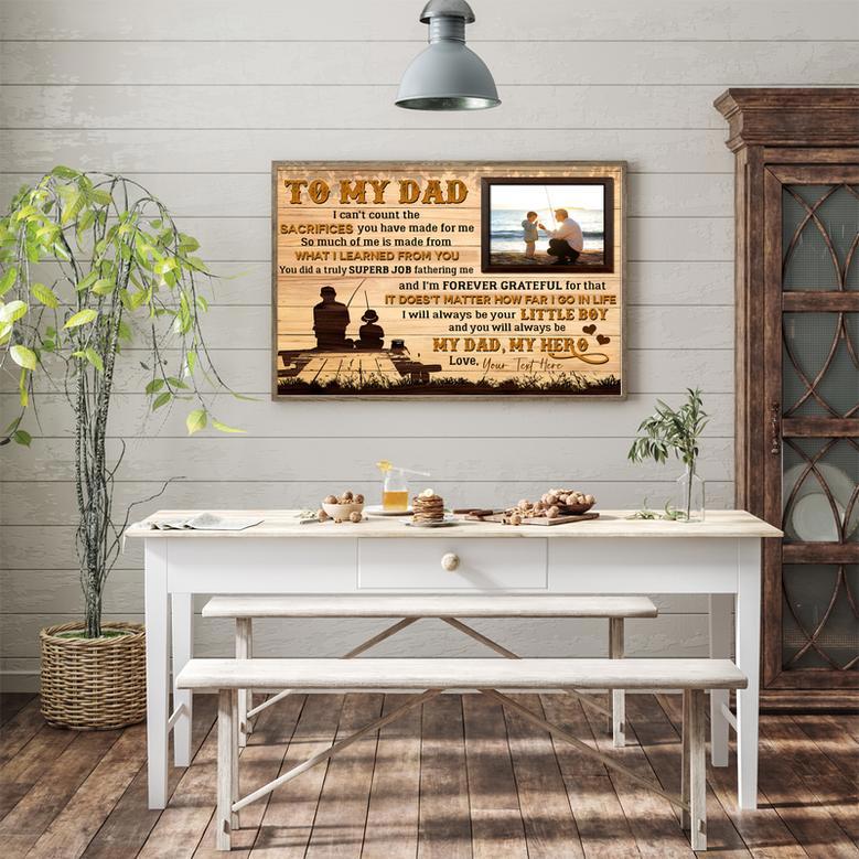 Personalized Fishing Memories Canvas – Custom Birth Day Gift from Son to Dad