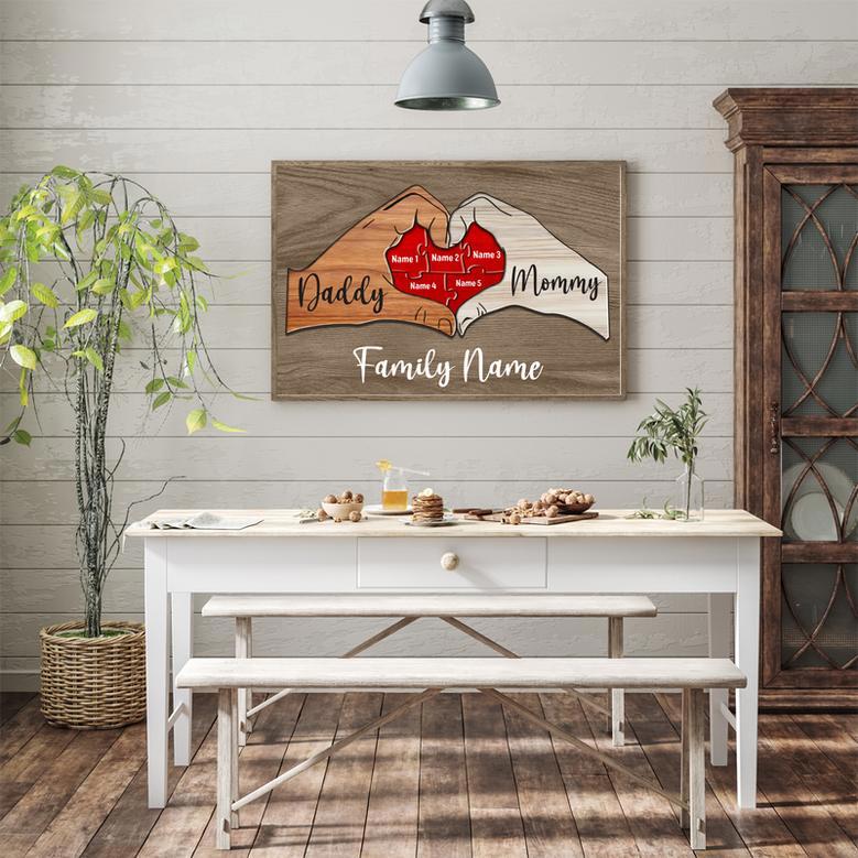 Personalized Wooden Puzzle Canvas Wall Art Gift Ideas For Mom And Dad