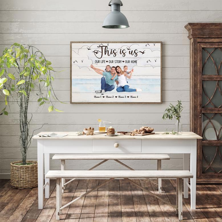 This Is Us Custom Photo Canvas Family on The Beach Background