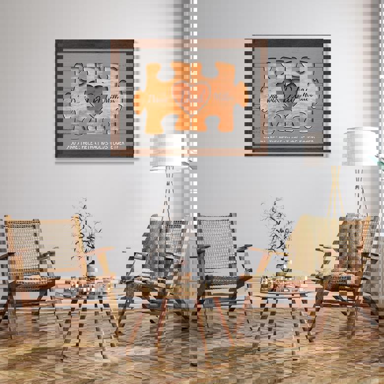 Family Puzzle Canvas - Custom Rustic Gift for Dad or Husband