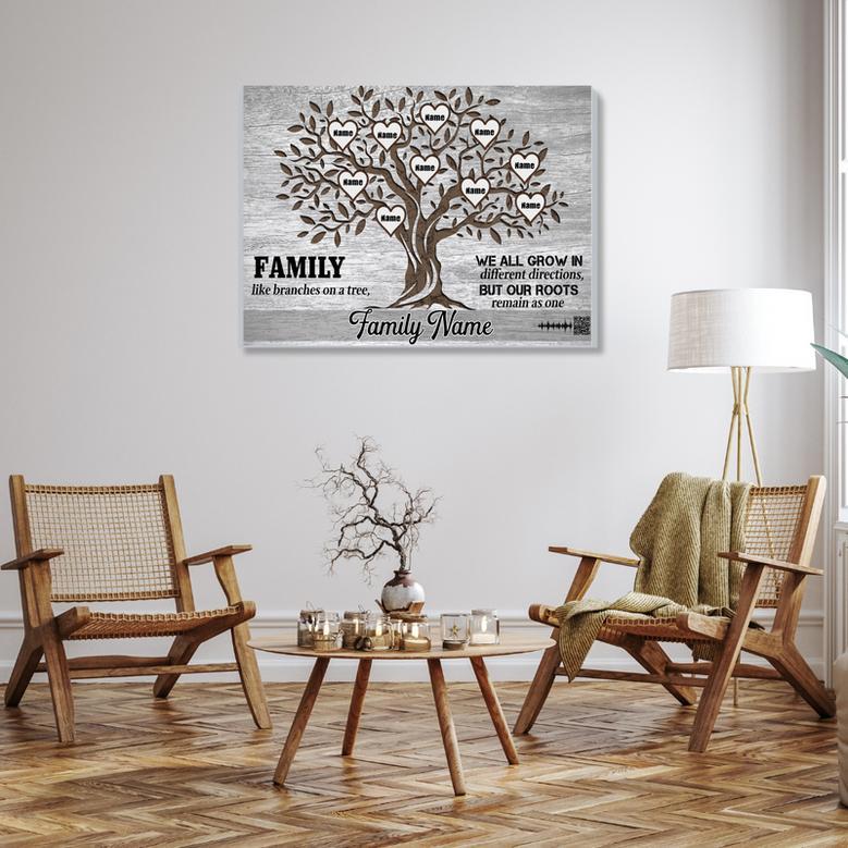 Family Tree Canvas Wall Art Gift for Family