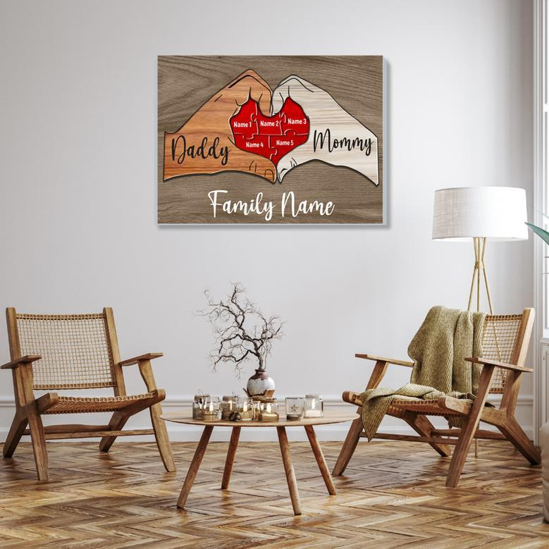 Personalized Wooden Puzzle Canvas Wall Art Gift Ideas For Mom And Dad