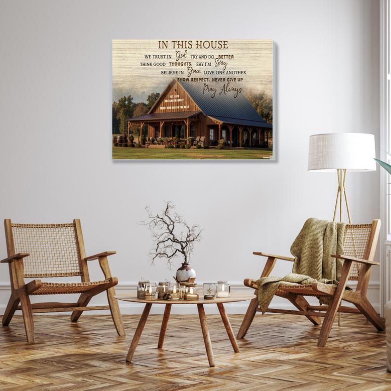 In This House We Trust In Good Custom Photo Canvas Gift For House Warming