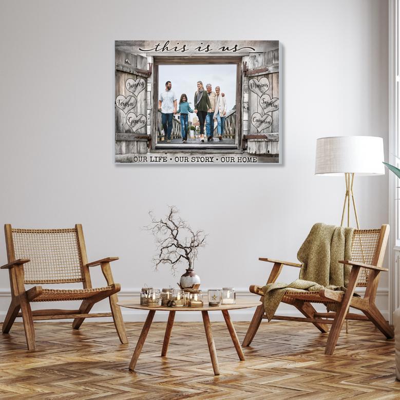 Personalized Family Photo Canvas - This Is Us Our Life, Story, and Home