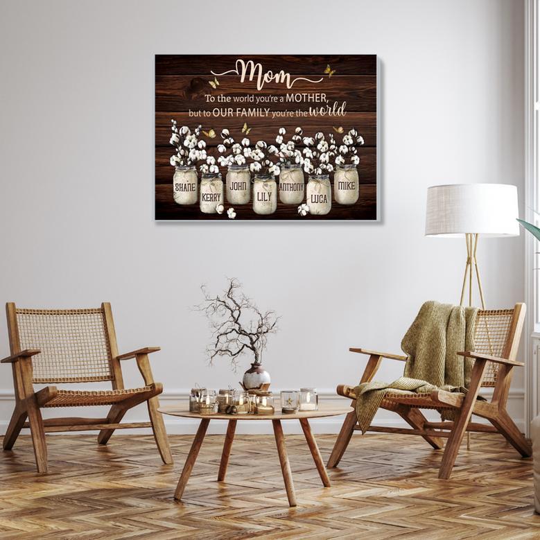 Mom Custom Photo Canvas - Flower Jars Wall Art, Unique Gift for Her