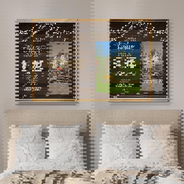 Our 1st Christmas at New Home - Custom Photo Canvas Wall Art