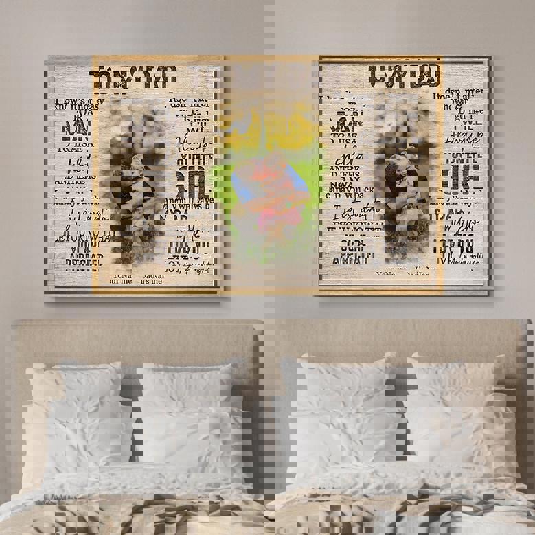 To My Dad custom canvas from daughter, touching message wall art for dad, decor for living room or office, Father's Day gift To My Dad custom canvas from daughter, touching message wall art for dad, decor for living room or office, Father's Day gift