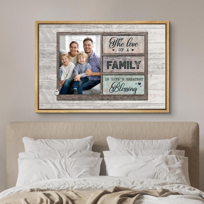 Family Love Canvas Wall Art - Life Is Greatest Blessing Quote Decor