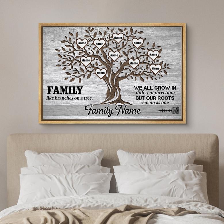 Family Tree Canvas Wall Art Gift for Family