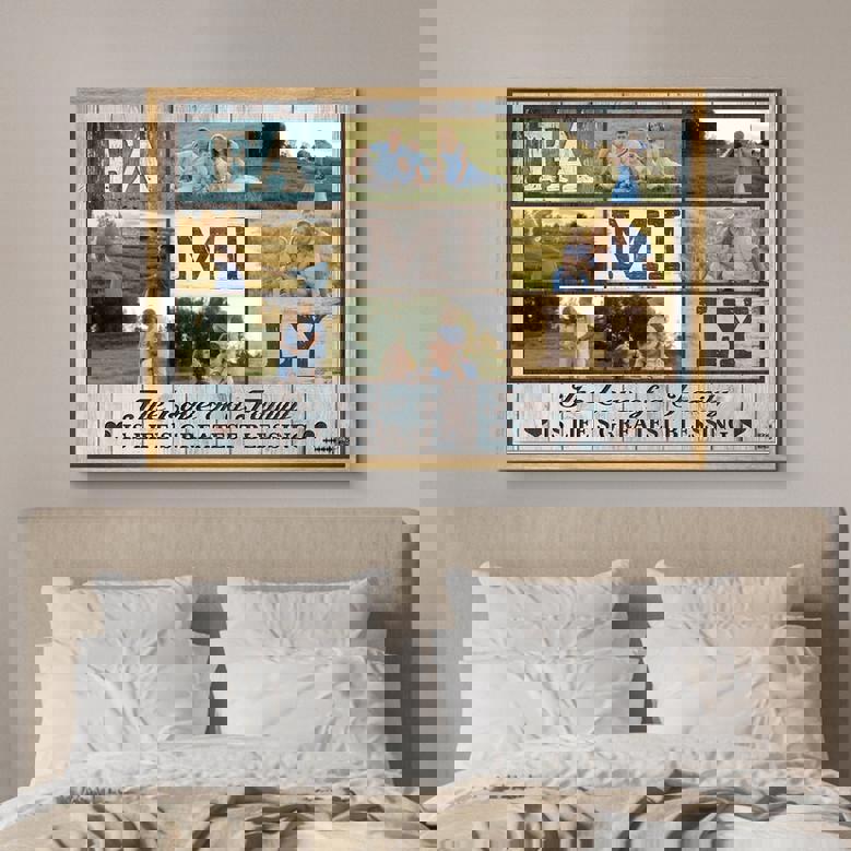 Family love custom canvas wall art centered on the Love of a Family sentiment, minimalist typography, keepsake gift for new homeowners