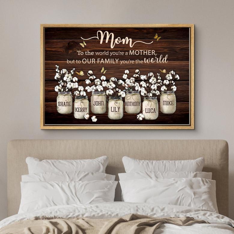 Mom Custom Photo Canvas - Flower Jars Wall Art, Unique Gift for Her