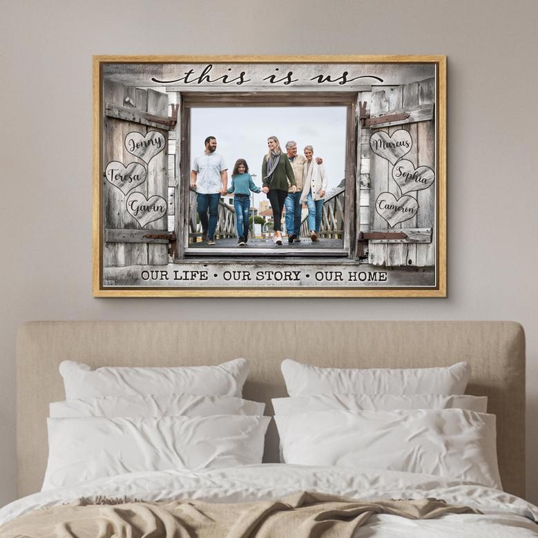 Personalized Family Photo Canvas - This Is Us Our Life, Story, and Home