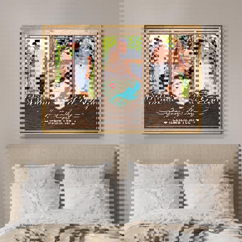 Personalized Love Location Map Canvas - Newlywed Home Keepsake