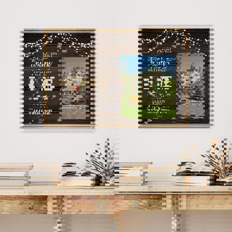 Our 1st Christmas at New Home - Custom Photo Canvas Wall Art