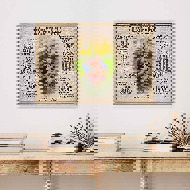 To My Dad custom canvas from daughter, letter-style message wall art for dad, keepsake and Father's Day or birthday gift To My Dad custom canvas from daughter, letter-style message wall art for dad, keepsake and Father's Day or birthday gift