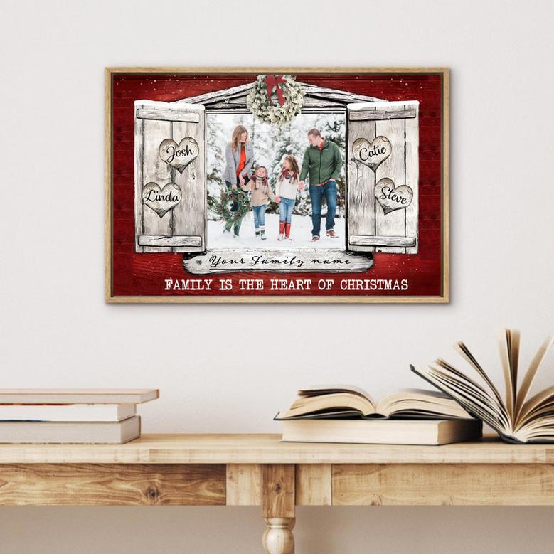 Family is the Heart of Christmas – Personalized Canvas with Custom Name and Photo