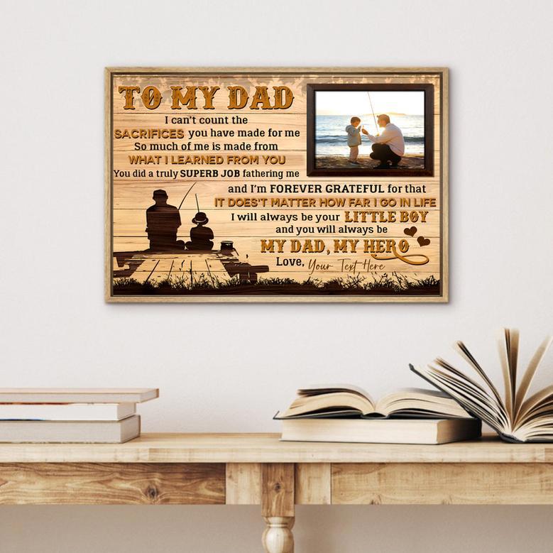 Personalized Fishing Memories Canvas – Custom Birth Day Gift from Son to Dad