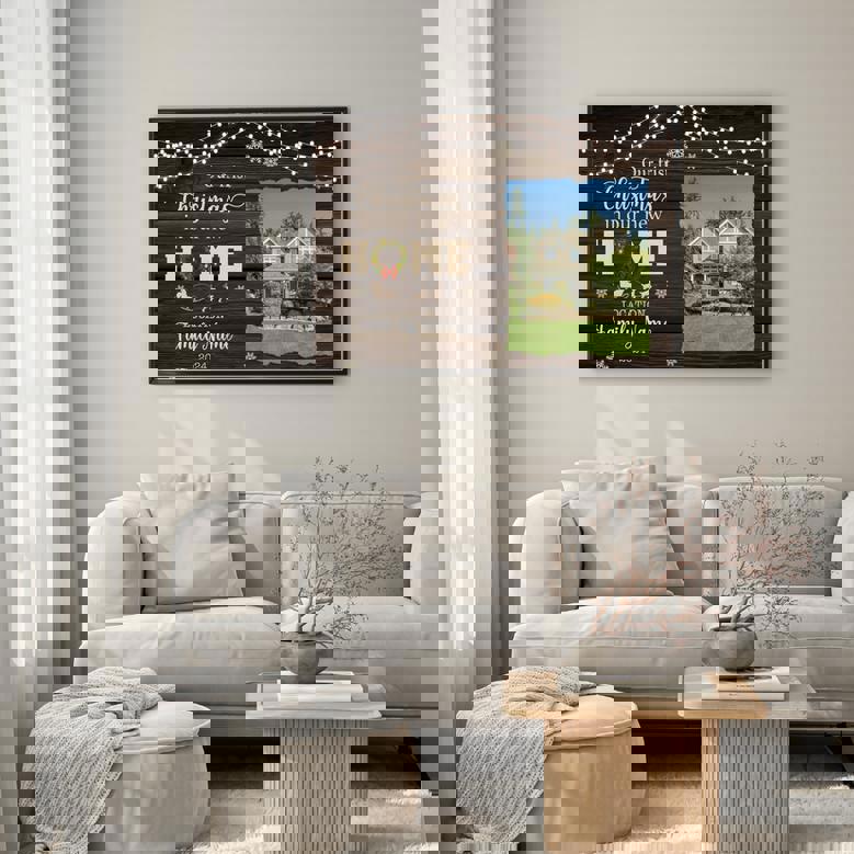 Our 1st Christmas at New Home - Custom Photo Canvas Wall Art