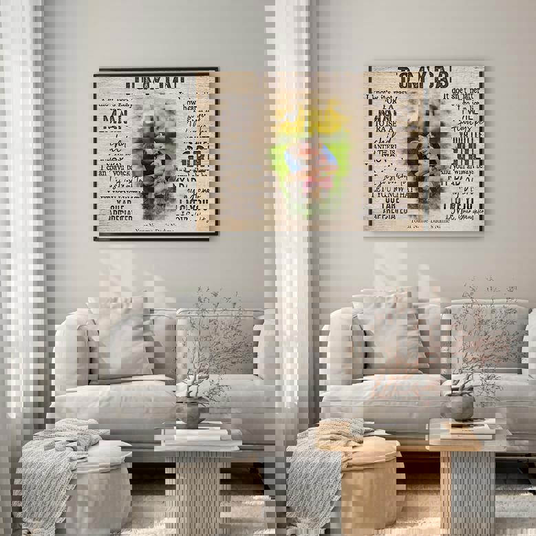 To My Dad custom canvas gift from daughter, emotional quote wall art to honor dad, keepsake for Father's Day or birthday To My Dad custom canvas gift from daughter, emotional quote wall art to honor dad, keepsake for Father's Day or birthday