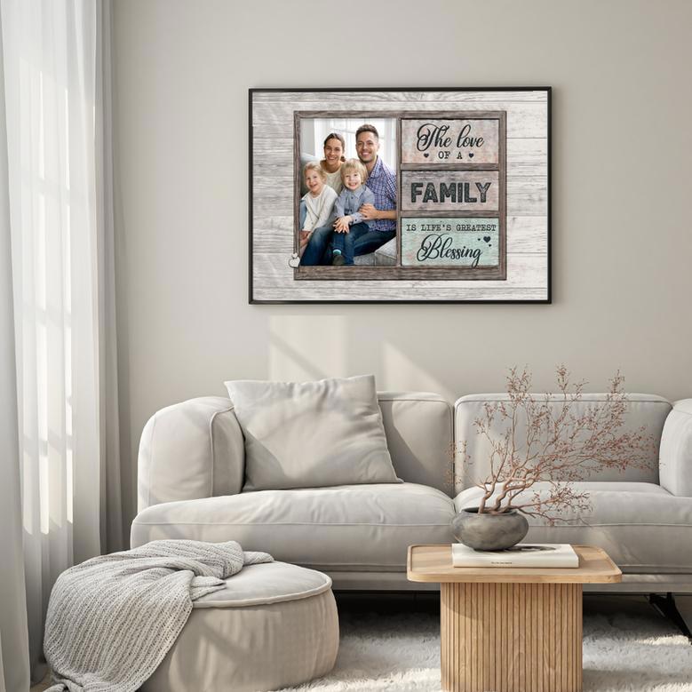 Family Love Canvas Wall Art - Life Is Greatest Blessing Quote Decor