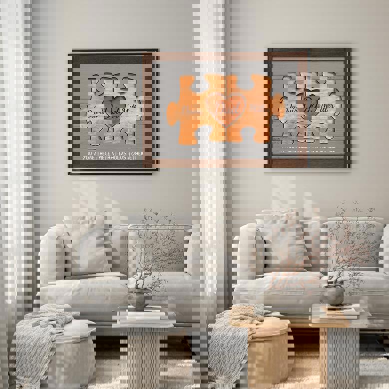 Family Puzzle Canvas - Custom Rustic Gift for Dad or Husband