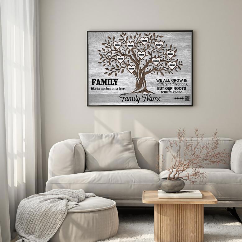 Family Tree Canvas Wall Art Gift for Family