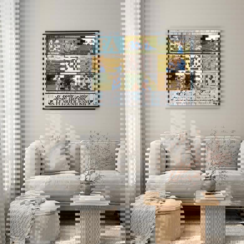 Family love custom canvas print highlighting the Love of a Family message with tasteful typography, versatile gift and home accent