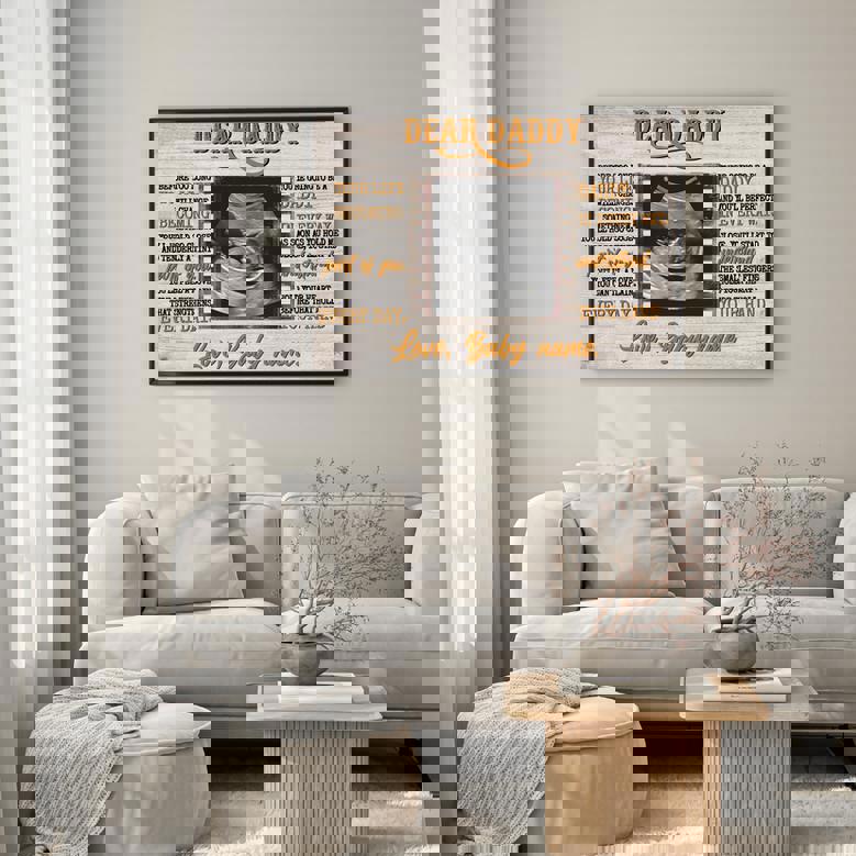New Dad Gift - Personalized Ultrasound Canvas Wall Art with Photo