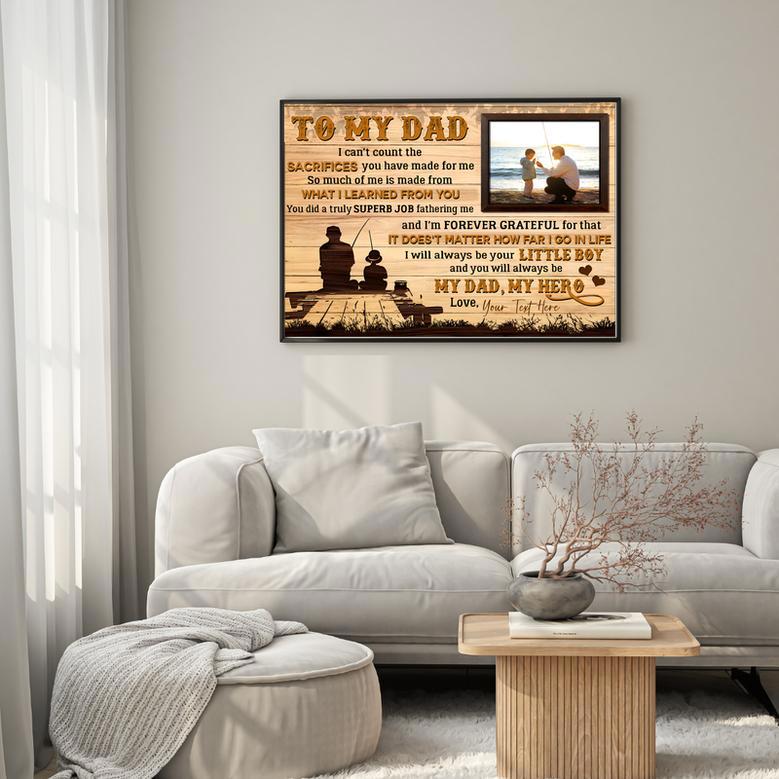 Personalized Fishing Memories Canvas – Custom Birth Day Gift from Son to Dad