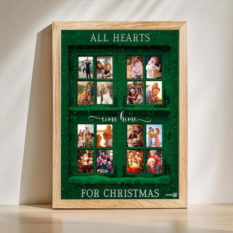 All Heart Come Home for Christmas Custom Photo Canvas Green Christmas Window | Familywalldecor AU