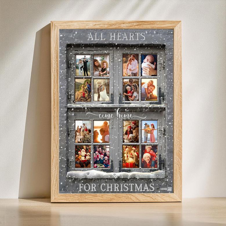 All Heart Come Home for Christmas Custom Photo Canvas Grey Christmas Window | Familywalldecor CA