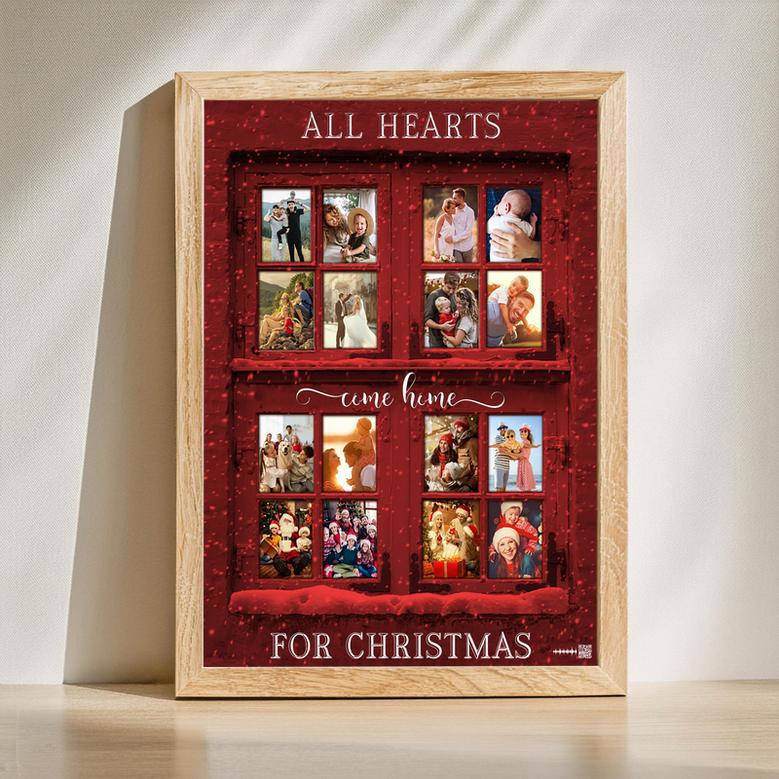 All Heart Come Home for Christmas Custom Photo Canvas Red Christmas Window | Familywalldecor DE