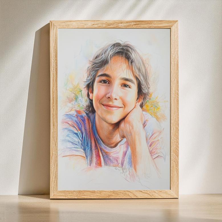 Brother Colorful Pencil Sketch Portrait – Bold And Artistic Custom Art