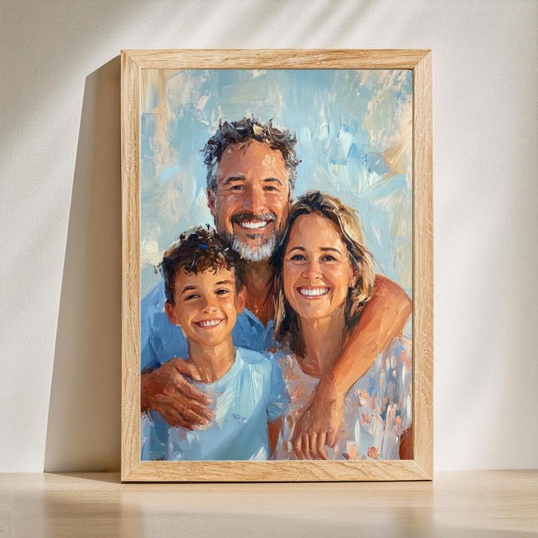 Family Oil Painting Portrait – Classic Custom Wall Decoration