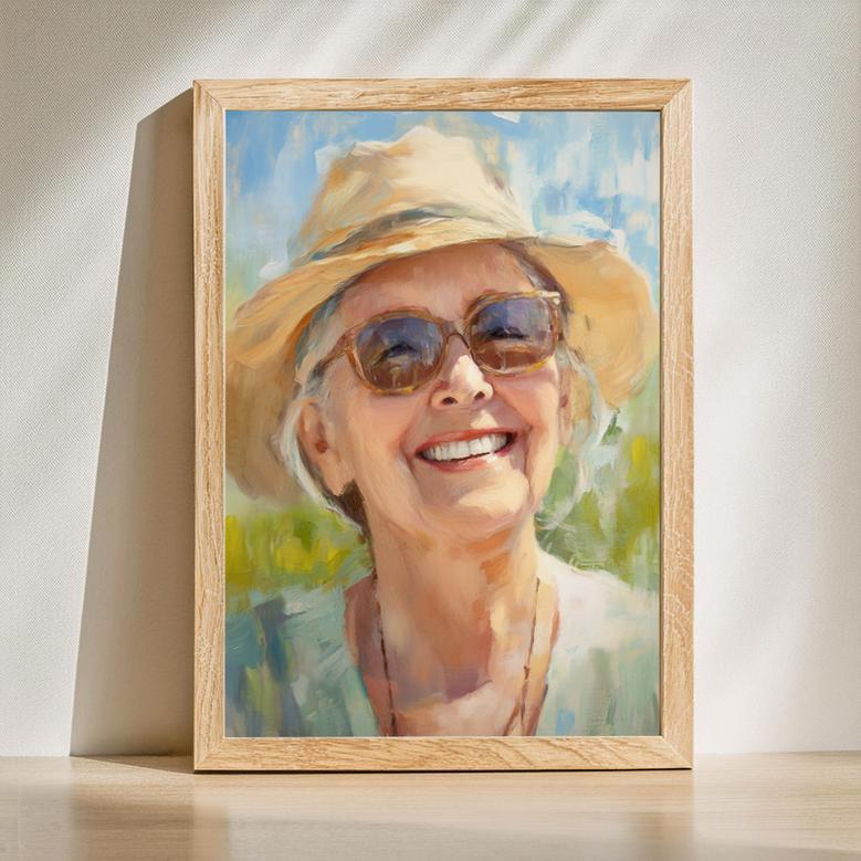 Grandma Oil Painting Portrait – Classic Handcrafted Keepsake